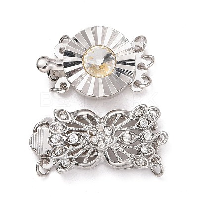 Brass Cubic Zirconia Box Clasps KK-P094-01-RS-1
