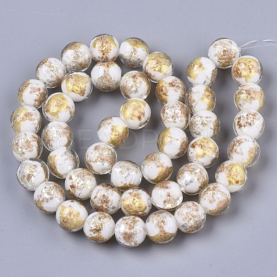 Handmade Gold Sand Lampwork Bead Strands FOIL-T003-01H-1