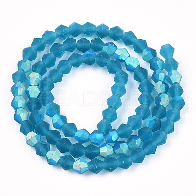 Imitate Austrian Crystal Bicone Frosted Glass Beads Strands GLAA-F029-TM3mm-A01-1