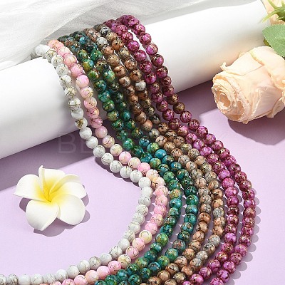 3Strands Baking Paint Glass Beads Strands DGLA-YW0001-55A-1