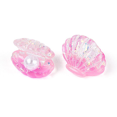 Transparent Resin & Imitation Pearl Cabochons CRES-T025-13M-1