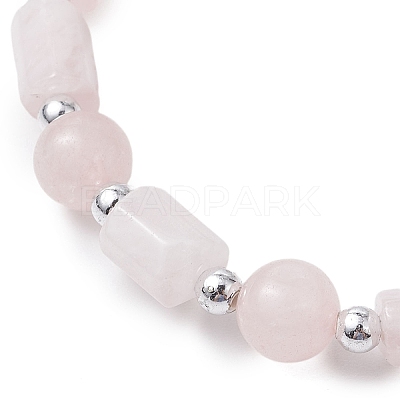 Natural Rose Quartz Round Beaded Stretch Bracelets for Women BJEW-JB11137-03-1