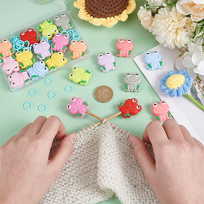 Frog Silicone Knitting Needle Point Protectors AJEW-BC0006-95-1