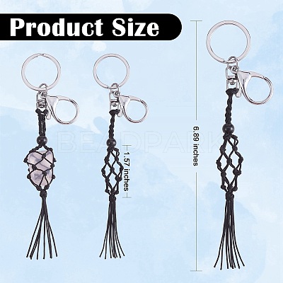 4Pcs Macrame Fringe Braided Keychain AJEW-SW00014-05-1