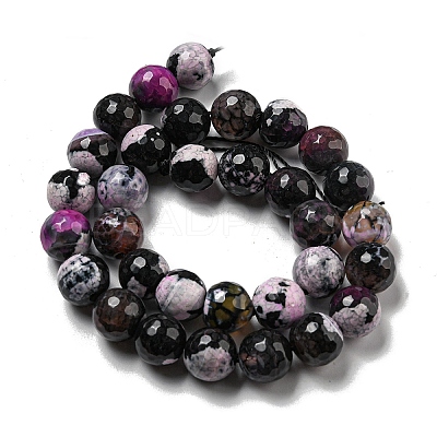 Faceted Natural Fire Crackle Agate Beads Strands G-F447-12mm-N15-1