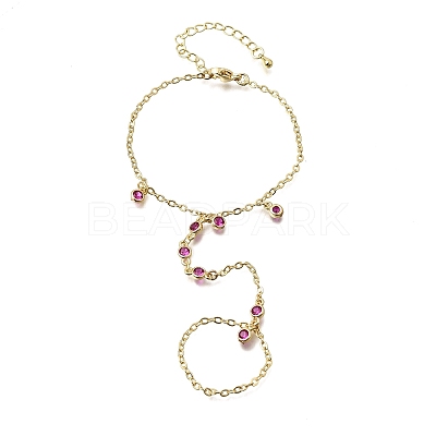 Brass Micro Pave Cubic Zirconia Mittens Bracelets BJEW-C156-01G-02-1