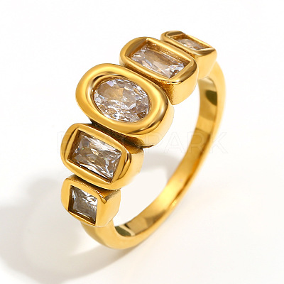 316L Surgical Stainless Steel with Clear Cubic Zirconia Finger Rings WGB9731-03-1