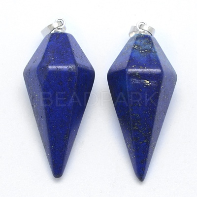 Natural Lapis Lazuli Pointed Pendants KK-E757-F-05P-1