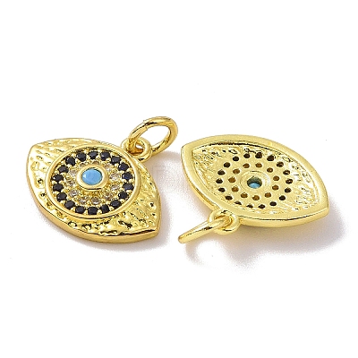 Golden Brass Micro Pave Cubic Zirconia Pendants KK-L209-039G-01-1