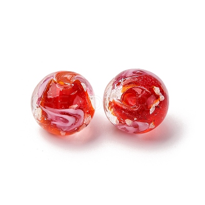 Luminous Handmade Glod Sand Lampwork Beads Strands LAMP-B028-03K-10mm-1