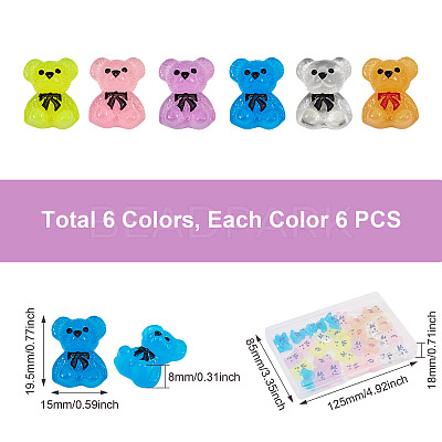 36Pcs 6 Colors Acrylic Cabochons MRMJ-PJ0001-08-1