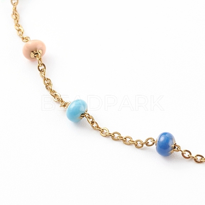Stainless Steel Satellite Chain Anklets AJEW-AN00422-1