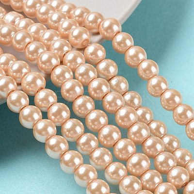 Baking Paint Pearlized Glass Pearl Round Bead Strands X-HY-Q003-6mm-18-1