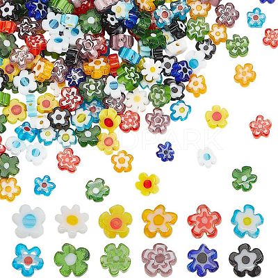 240Pcs 12 Colors Handmade Millefiori Glass Bead Strands LAMP-HY0001-09-1