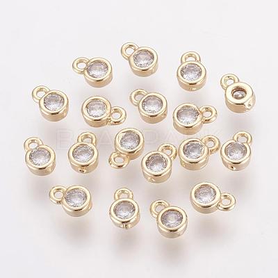Brass Cubic Zirconia Charms ZIRC-P068-01G-1