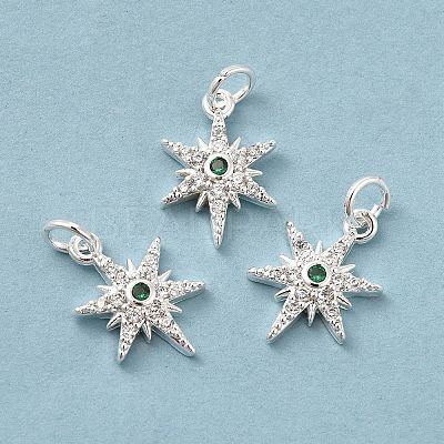 Rack Plating Brass Micro Pave Cubic Zirconia Pendants KK-E081-10S-1