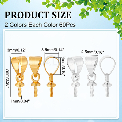 120Pcs 2 Colors Brass Peg Bails Pendants KK-WR0001-58-1