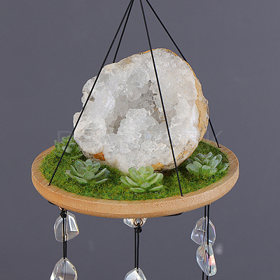 Natural Quartz Crystal Geode Wind Chime HJEW-D302-08-1