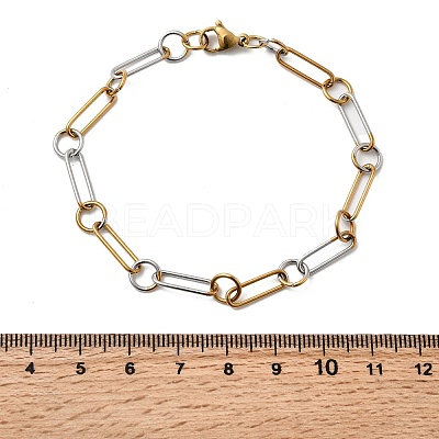 304 Stainless Steel Oval Link Chain Bracelets for Women BJEW-D377-01B-1