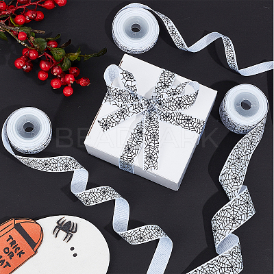 3 Rolls 3 Styles  Halloween Printed Polyester Grosgrain Ribbon OCOR-GF0002-50B-1