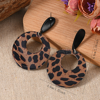 Stylish Acrylic Leopard Print Dangle Stud Earrings XX3345-2-1