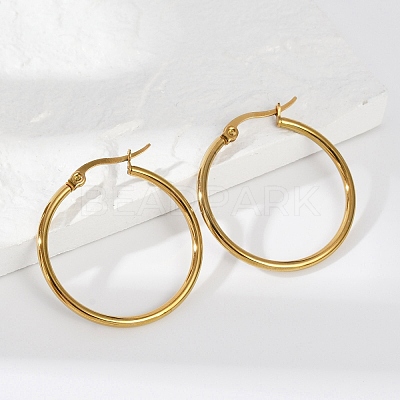 PVD Vacuum Plating 201 Stainless Steel Hoop Earrings for Women EJEW-G260-02A-G-1