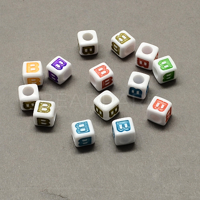 Large Hole Colorful Acrylic Letter European Beads SACR-Q104-02B-1