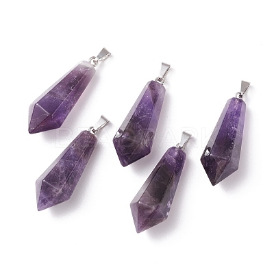 Natural Amethyst Pointed Pendants G-I314-02P-13-1