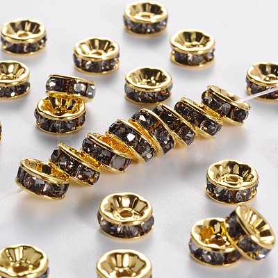 Brass Grade A Rhinestone Spacer Beads RSB039NF-03G-1