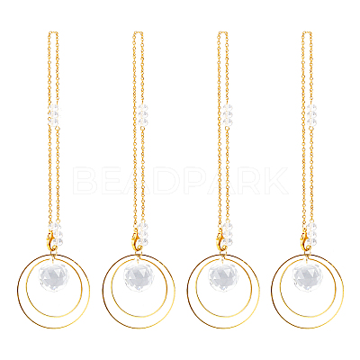 Glass Teardrop Pendant Decorations HJEW-CA0001-57-1