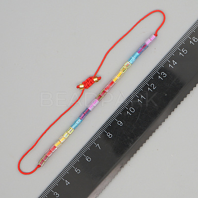 Bohemian Adjustable Handmade Glass Cube Beaded Braided Bracelets for women AV5814-1