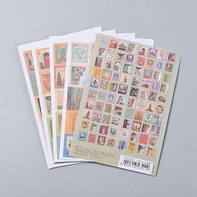 Postage Stamp Shape DIY Paper Label Paster Picture Stickers AJEW-L058-50-1