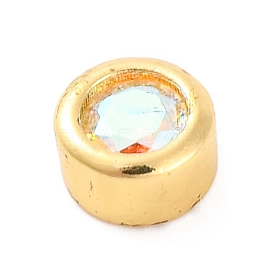 Rack Plating Flat Round Brass Micro Pave Cubic Zirconia Cabochons KK-F874-03G-08-1