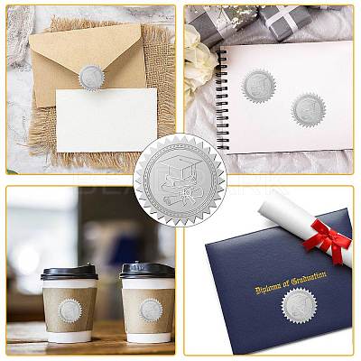 34 Sheets Graduation Theme Silver Foil Embossed PET Picture Sticker DIY-WH0528-002-1