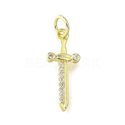 Brass Micro Pave Cubic Zirconia Pendants KK-V007-17G-1