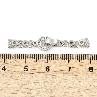 Brass Micro Pave Clear Cubic Zirconia Fold Over Clasps KK-H202-19P-1