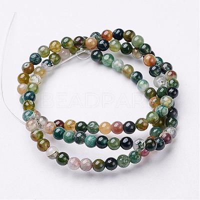 Natural Indian Agate Beads Strands GSR4mmC002-1