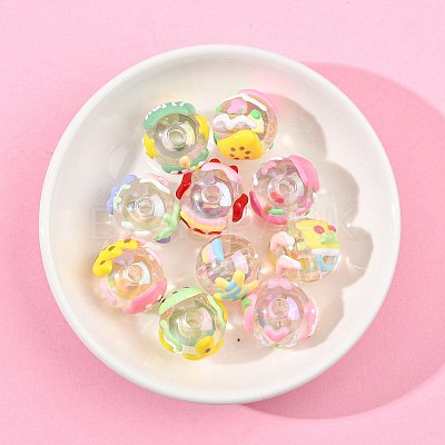 10Pcs 10 Styles DIY Handmade Transparent Acrylic Enamel Beads MACR-FS0002-41-1