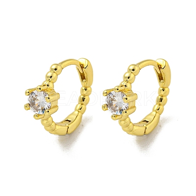 Brass Micro Pave Cubic Zirconia Hoop Earring EJEW-C088-19G-01-1