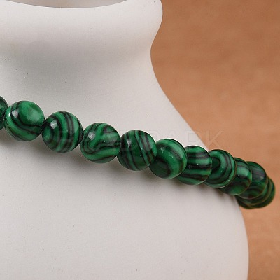 Synthetic Malachite Bead Stretch Bracelets X-BJEW-K212-A-031-1