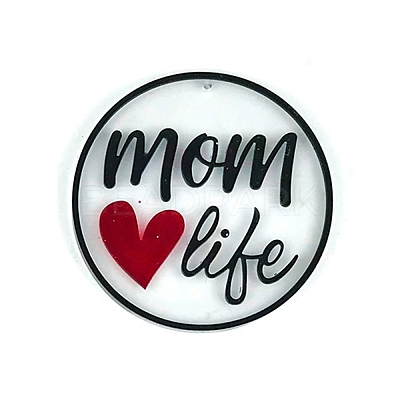 DIY Mother's Day Theme Flat Round Pendant Silicone Molds SIMO-H010-02C-1