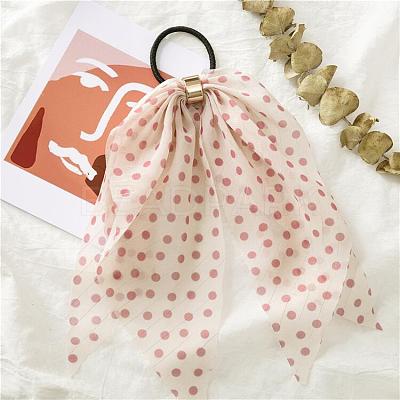 Polka Dot Pattern Cloth Elastic Hair Accessories OHAR-PW0007-17B-1