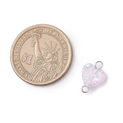 Transparent Resin Heart Links Connector Charms PALLOY-JF04449-02-1