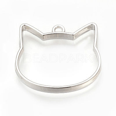 Rack Plating Alloy Kitten Open Back Bezel Pendants LS-X-PALLOY-R099-29P-FF-1