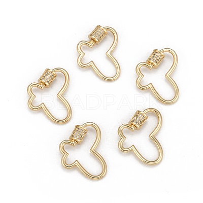 Brass Micro Pave Cubic Zirconia Screw Carabiner Lock Charms KK-I657-15G-1