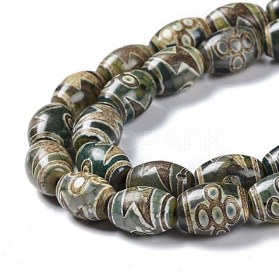 Tibetan Style dZi Beads Strands TDZI-E005-01J-1