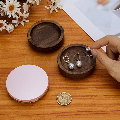 Flat Round Wood Jewelry Plate DJEW-WH0027-06B-1