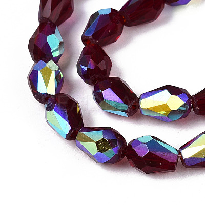 Transparent Electroplate Glass Beads Strands LS-EGLA-N023-6x8mm-A10-1