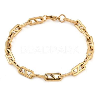 304 Stainless Steel Oval Link  Chain Bracelets for Women Men BJEW-F488-49A-G-1