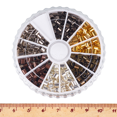 Column Brass Tube Crimp Beads 6 Colors in 1 Box for Jewelry Making KK-PH0007-02-NR-1